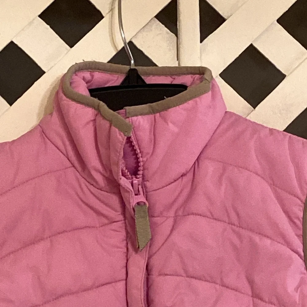 Lands’ End Girls Fleece Lined Vest Pink Cotton Candy Size 7/8 Zip Pockets Warm